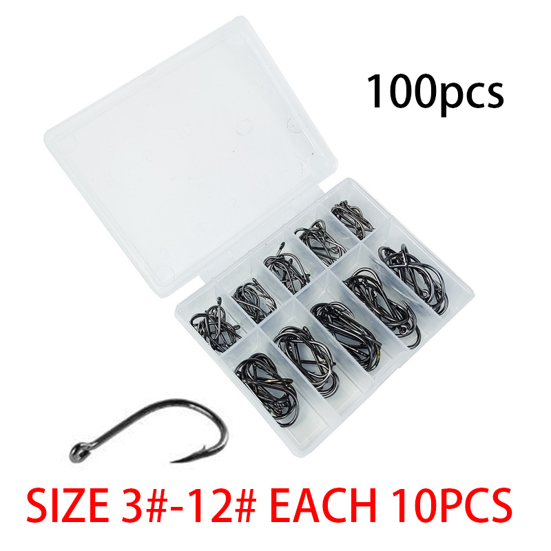 Fishing Hook Circle - 100Pcs/box #3~#12 High Carbon Steel Hooks,