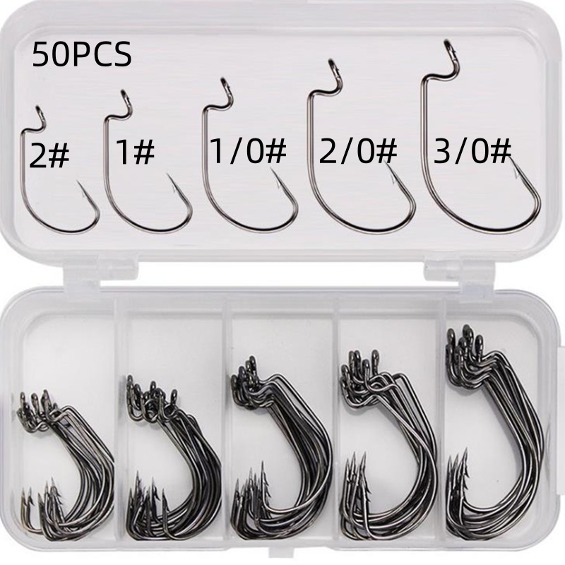 Fishing Hook Box - 50Pcs/Box High Carbon Steel Fishing Hooks