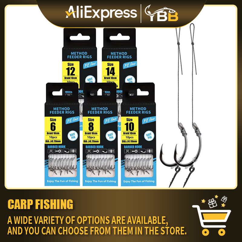 Fishing Hook Assortment - Method Feeder Rigs with Barbed Hooks
