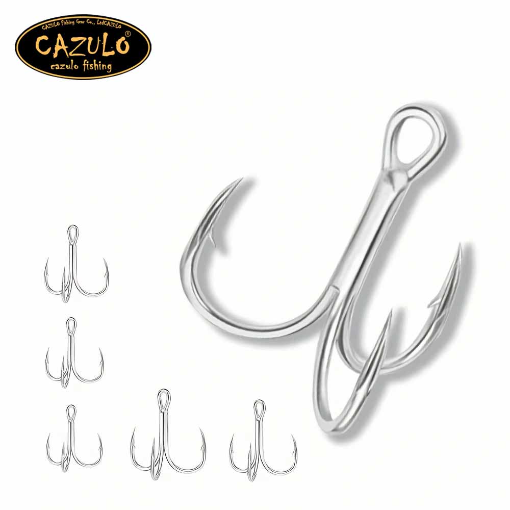 Fishing Hook Barbless - CAZULO 10pcs triple hook, reinforced with