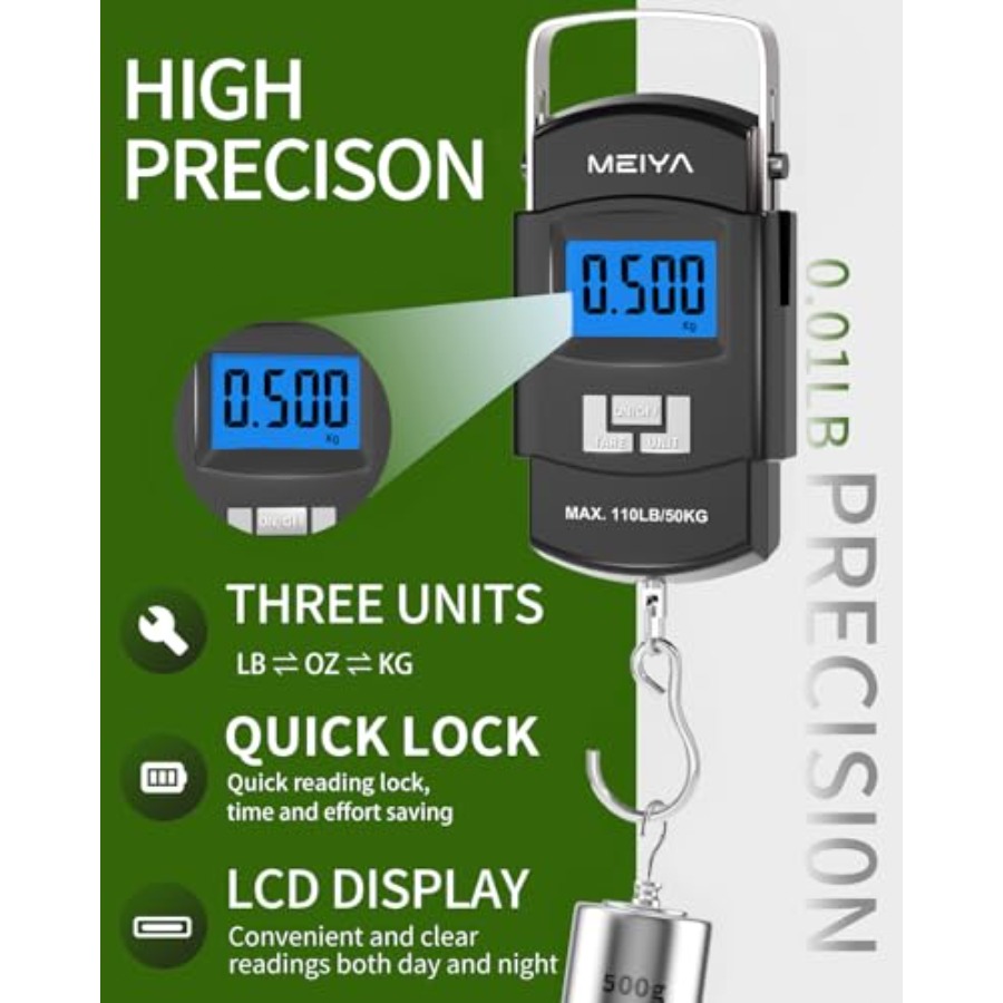 Fish Scale 110lb/50kg Digital  - Fishing Hook Stainless Steel review and price