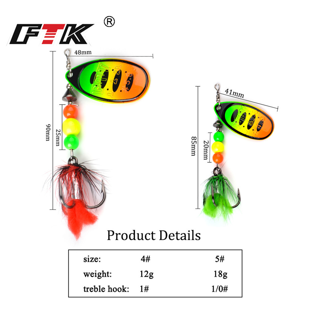 FTK Metal Fishing Lure Spinner - Fishing Hook Treble review and price