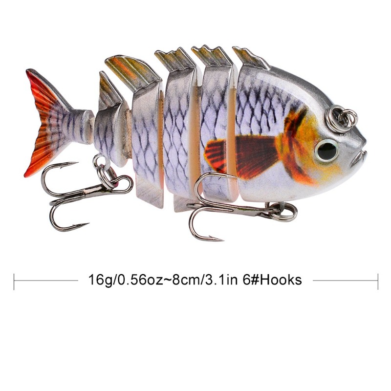 8cm16g Multi-jointed Swimbait  - Fishing Hook Treble review and price