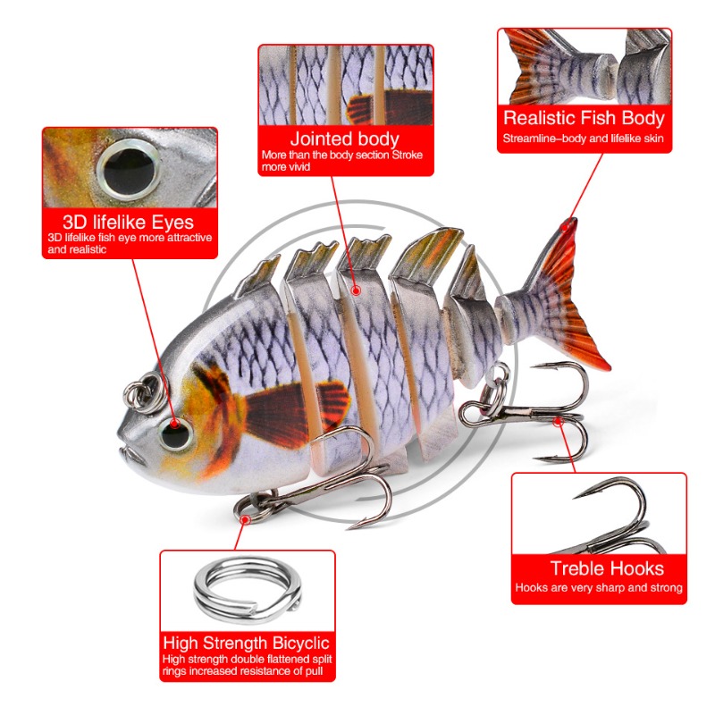 8cm16g Multi-jointed Swimbait  - Fishing Hook Treble review and price