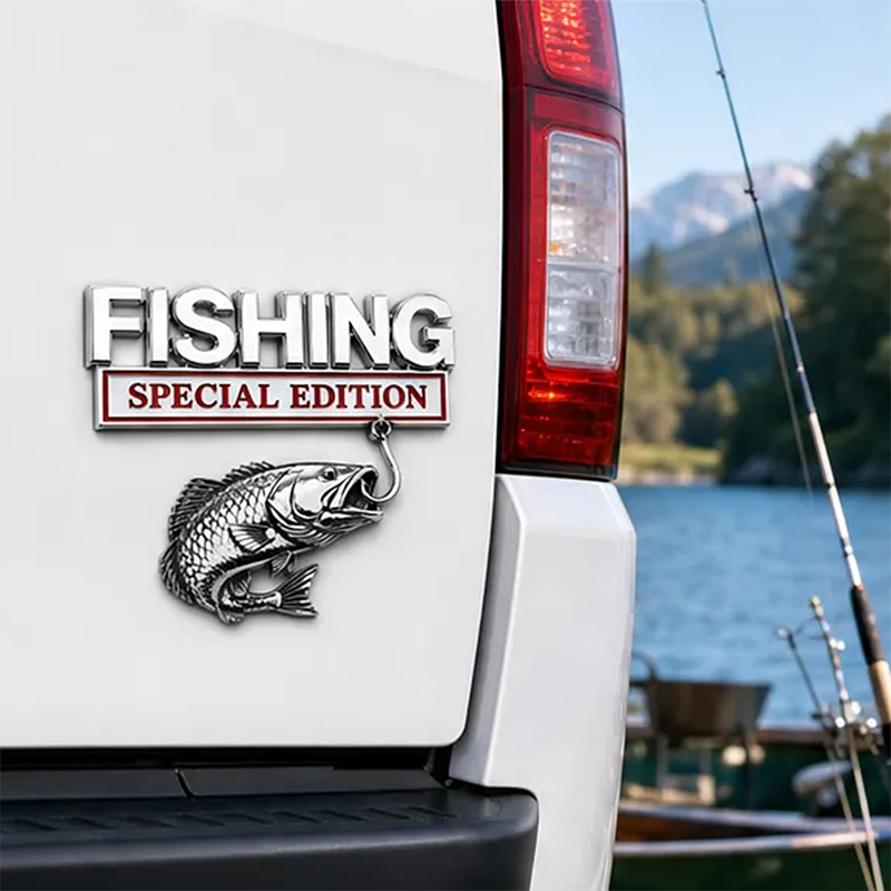 Chrome Fishing Car Badge Metal - Fishing Hook review and price