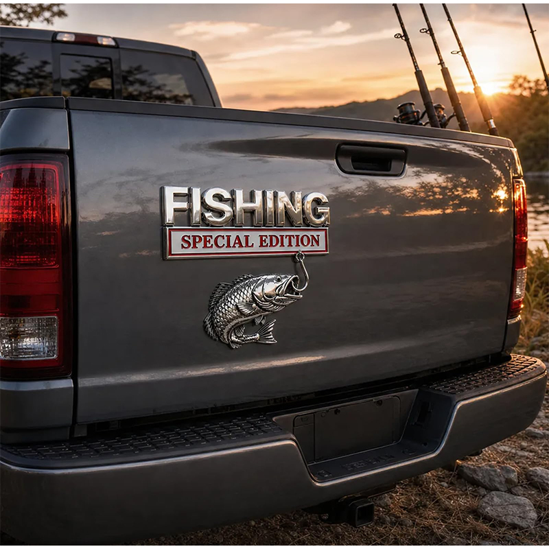 Chrome Fishing Car Badge Metal - Fishing Hook review and price