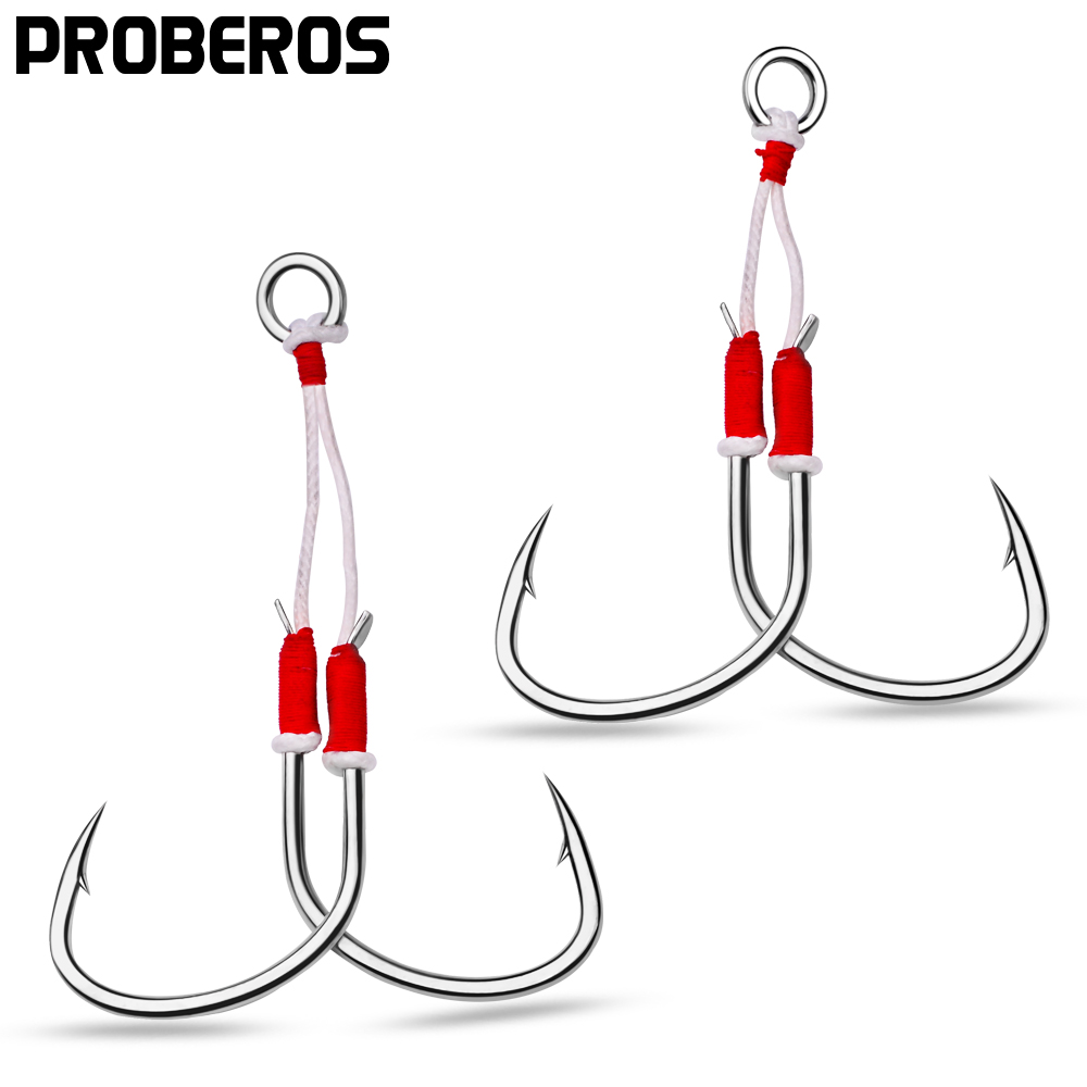 PROBEROS 2pcs Jigging Double F - Fishing Hook Offset review and price