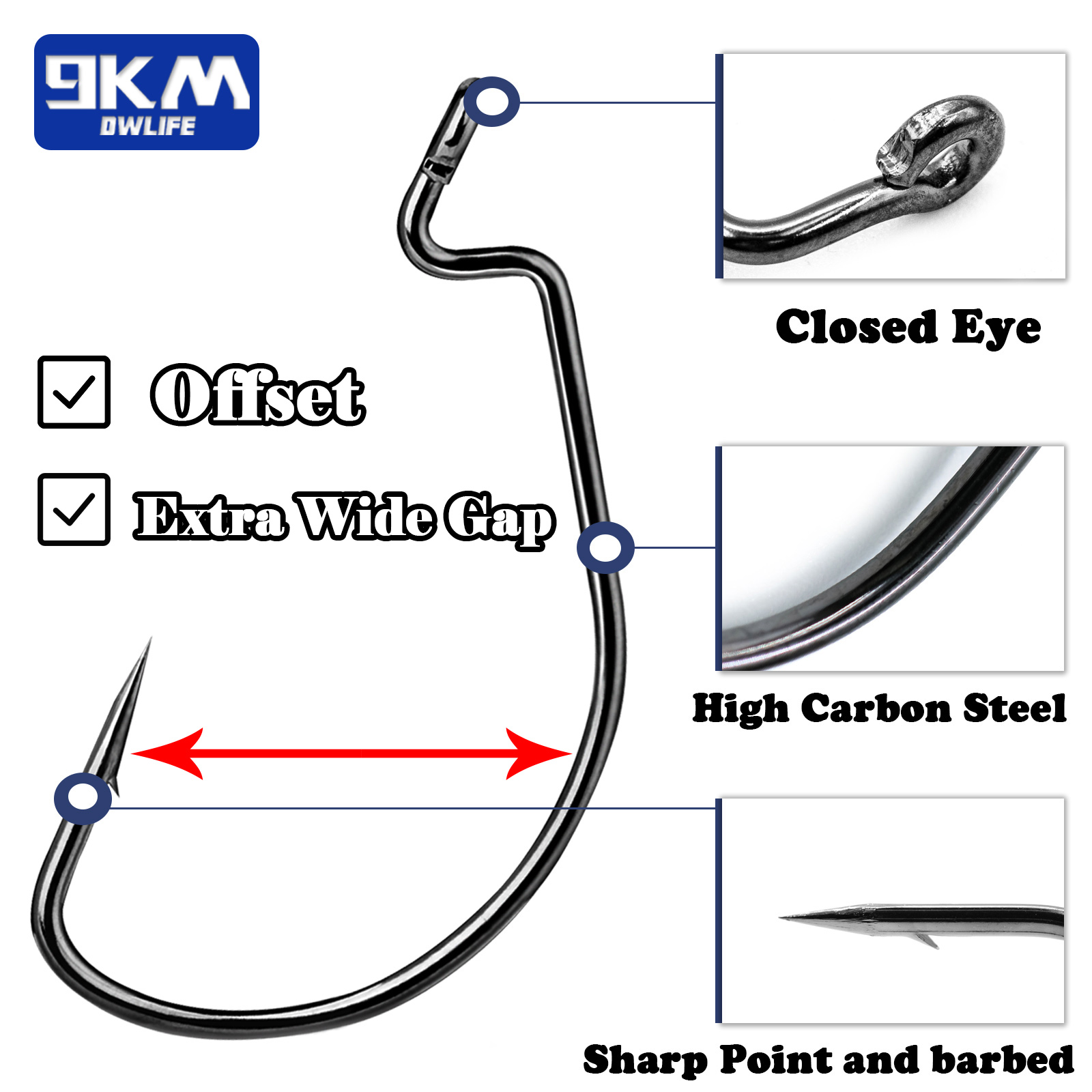 Wide Gap Offset Worm Fishing H - Fishing Hook Offset review and price