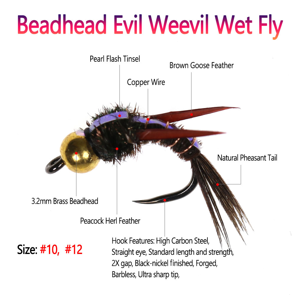 Bimoo 8pcs Brass Beadhead Evil - Fishing Hook Barbless review and price
