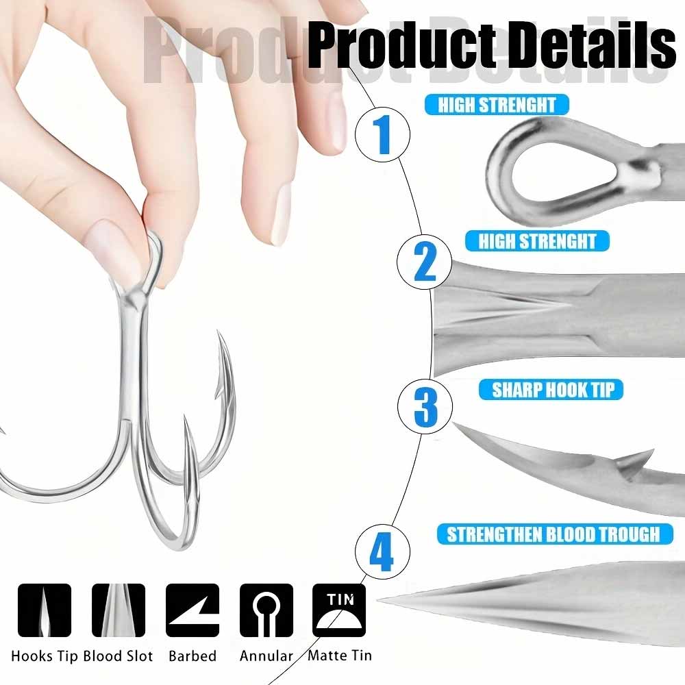 CAZULO 10pcs triple hook, rein - Fishing Hook Barbless review and price