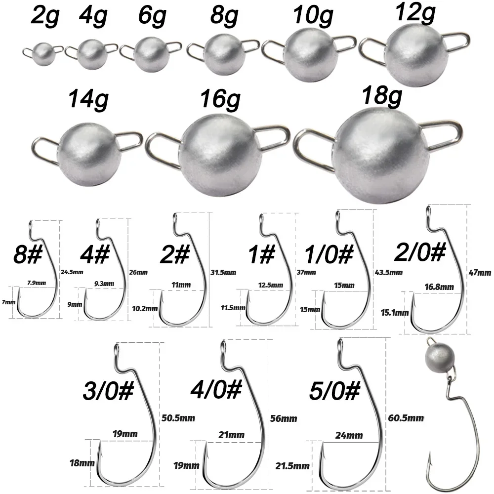 5pcs Metal Jig Head Worm Hooks - Fishing Hook Weedless review and price