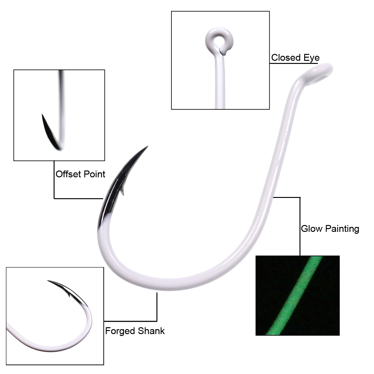 25pcs/box Luminous Imported St - Fishing Hook Offset review and price